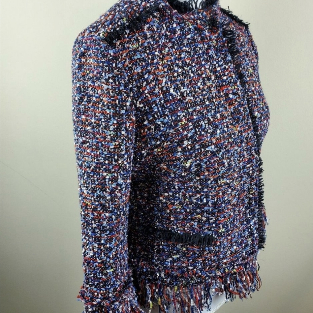 Ann Taylor Confetti Tweed Fringe Jacket Blazer XS - Picture 7 of 11